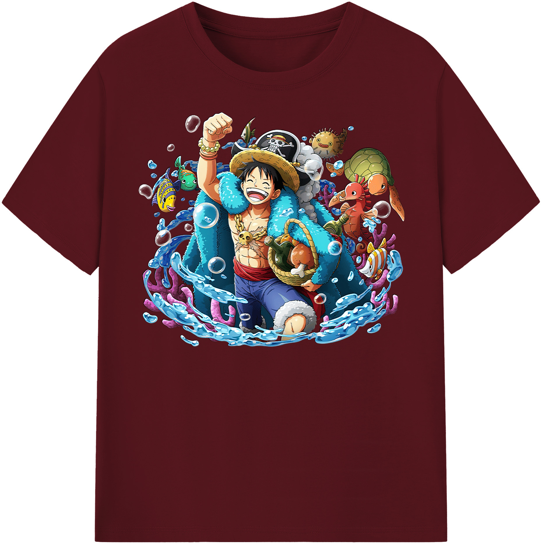 ワンピース モンキー・D・ルフィ ONE PIECE Monkey D. Luffy 綿100％半袖Tシャツ（フロントプリント）